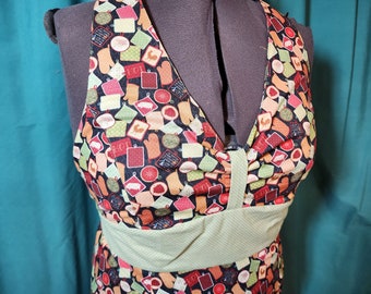 Kitchen Hot Pad Print 100% Cotton Retro Halter Apron