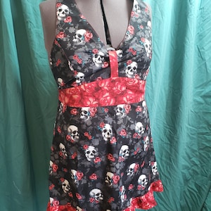 Schedels en rozen 100% Katoen Retro Halter Keuken schort