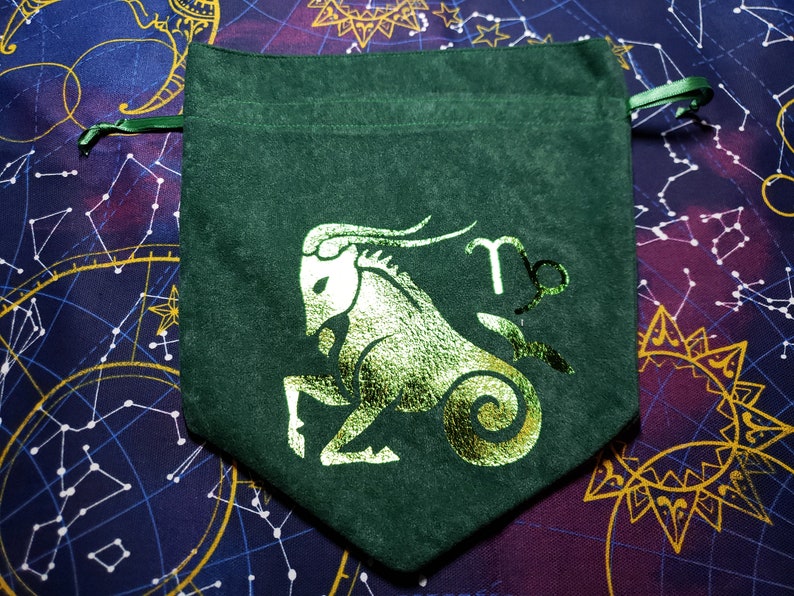 Zodiac Earth Sign Taurus Virgo Capricorn Tarot Drawstring Bag