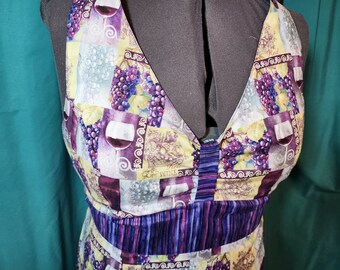 Wine Grapes 100% Cotton Retro Halter Kitchen Apron
