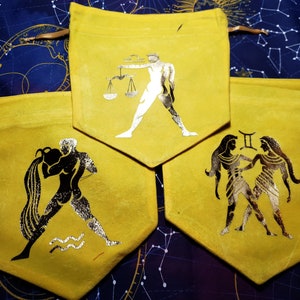 Zodiac Air Sign Gemini Libra Aquarius Drawstring Tarot Bag