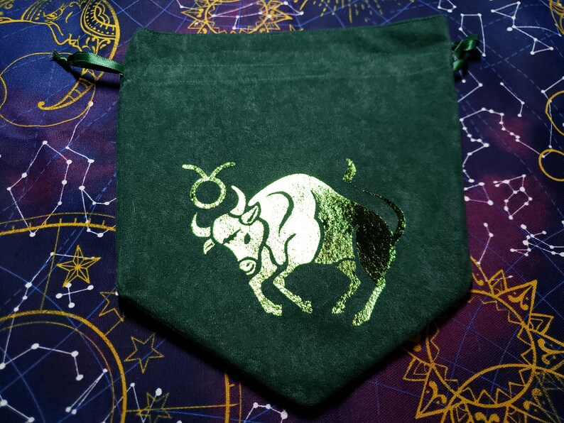 Zodiac Earth Sign Taurus Virgo Capricorn Tarot Drawstring Bag