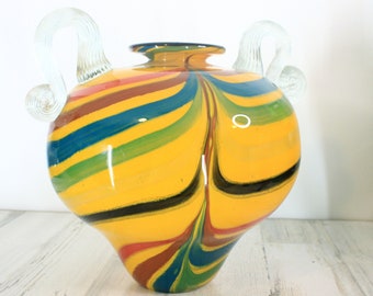 Vintage Art Glass Vase by Romanian Artist Loan Nemtoi Large
