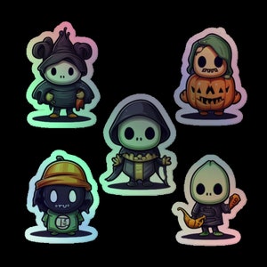 Paquete de pegatinas holográficas de Halloween Temporada espeluznante Lindo adorable Calabaza Duende Dibujos animados