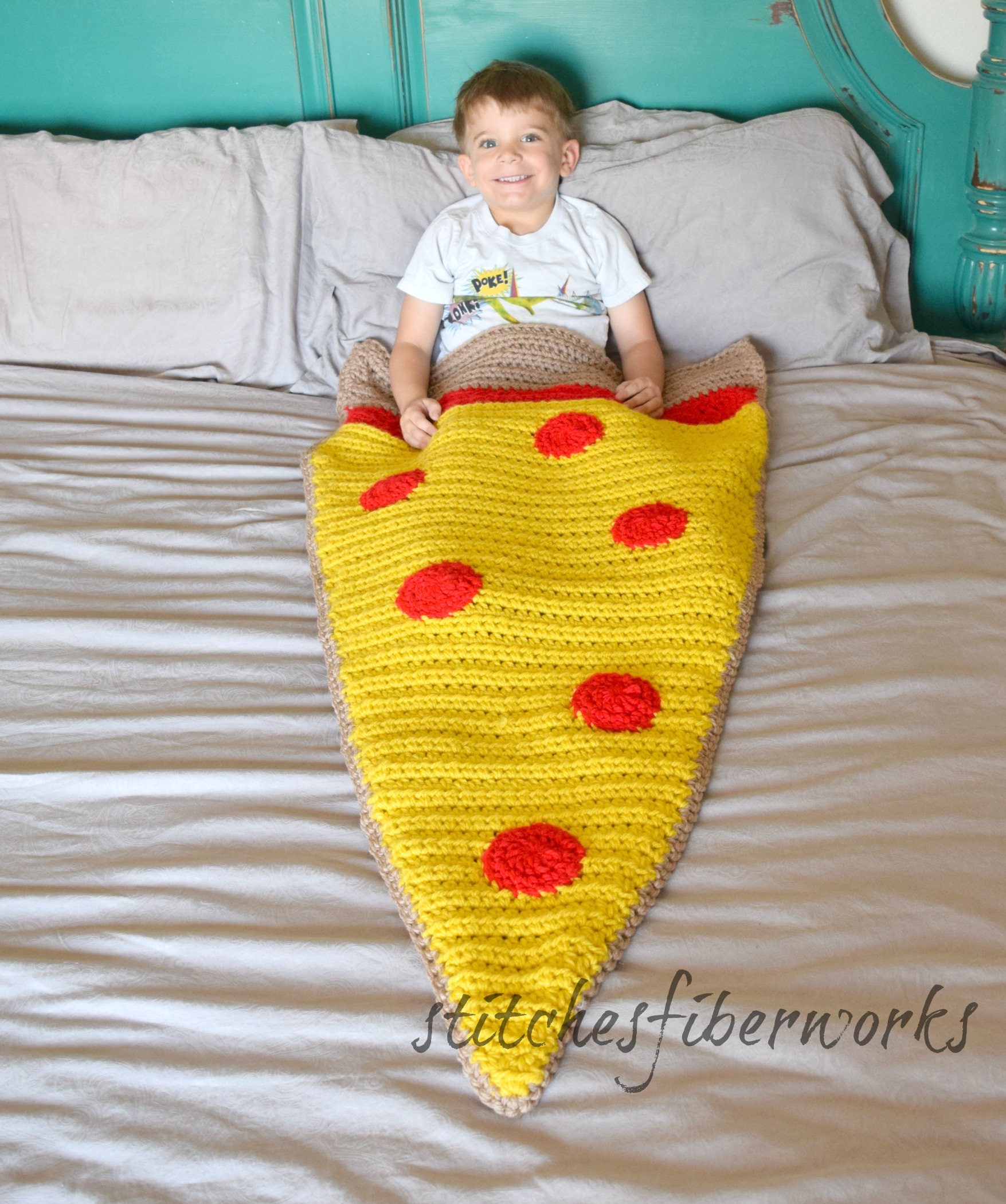 Pizza Blanket, Ready to Ship, Child's Pizza Blanket, Crochet Pizza