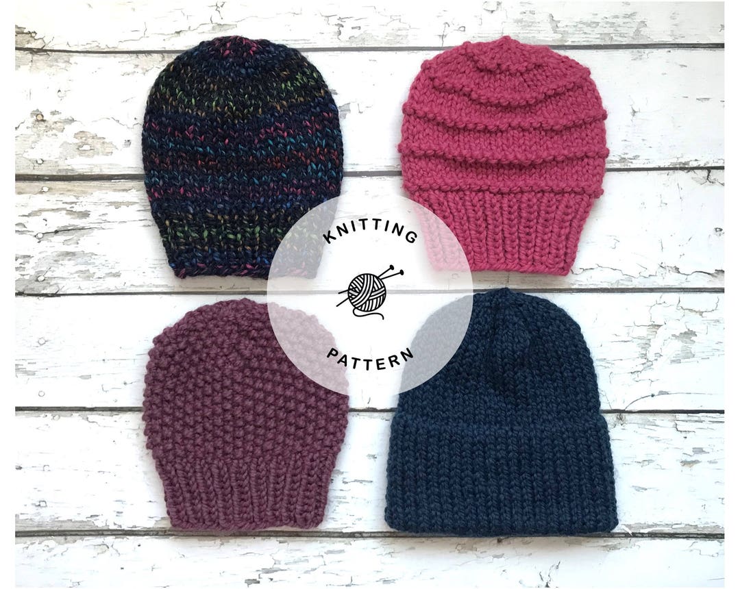 KNITTING PATTERN, the Basic Knit Hats Pattern, Knit Hat Pattern, Chunky ...