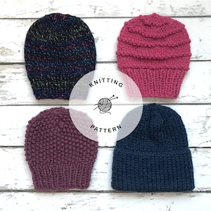 KNITTING PATTERN, The Basic Knit Hats Pattern, Knit Hat Pattern, Chunky Knit Hats, Bulky Knit Hats, Winter Hat Pattern