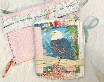 Mini Mixed Media eagle Junk Journal, Distressed Pages, Handmade Art Album