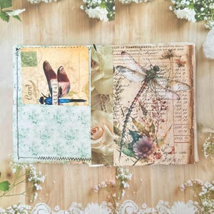 Dragonfly Writing Journal: Coffee Dyed Paper, Handmade Ephemera imagem 3