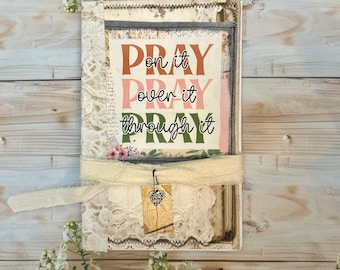 Prayer journal, Faith journal, Recycled Paper, Fabric Tie, eco friendly