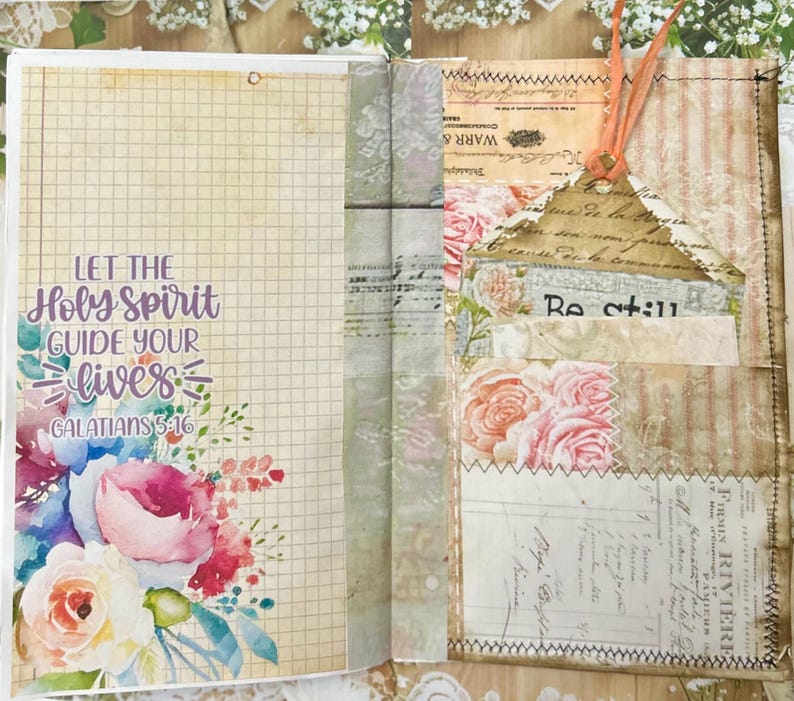 Prayer, faith coffee dyed writing journal or naked junk journal, eco friendly image 11