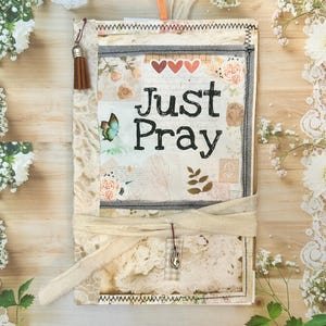 Prayer, faith coffee dyed writing journal or naked junk journal, eco friendly image 1