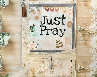 Prayer, faith coffee dyed writing journal or naked junk journal, eco friendly