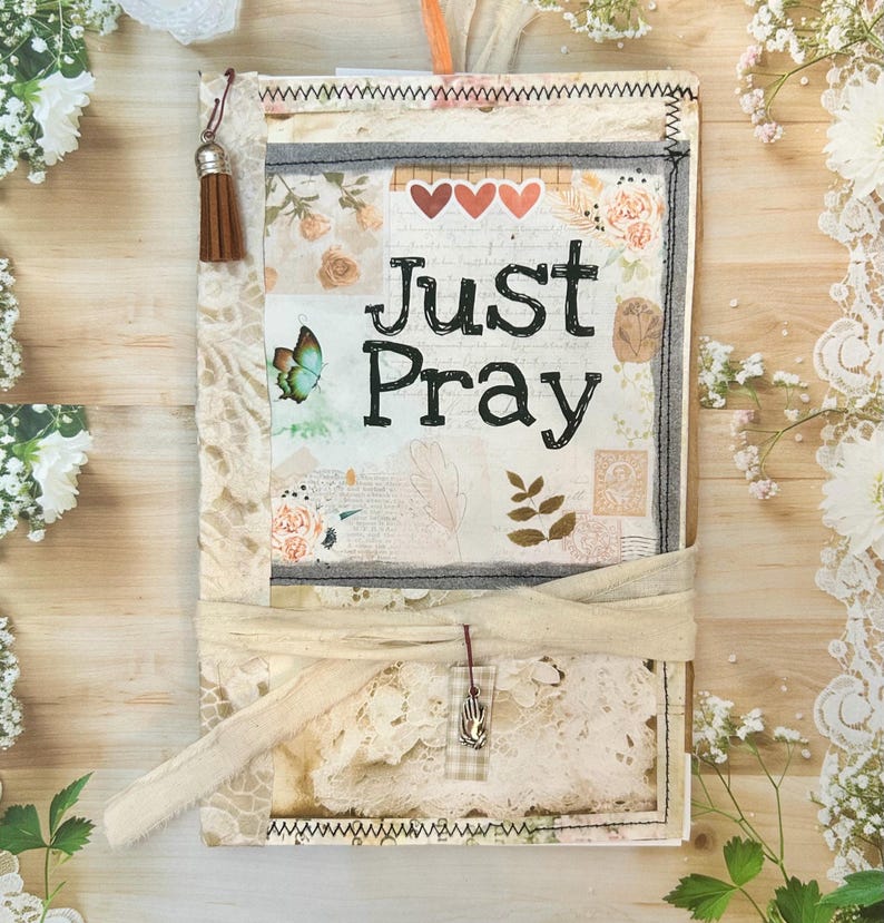 Prayer, faith coffee dyed writing journal or naked junk journal, eco friendly image 1