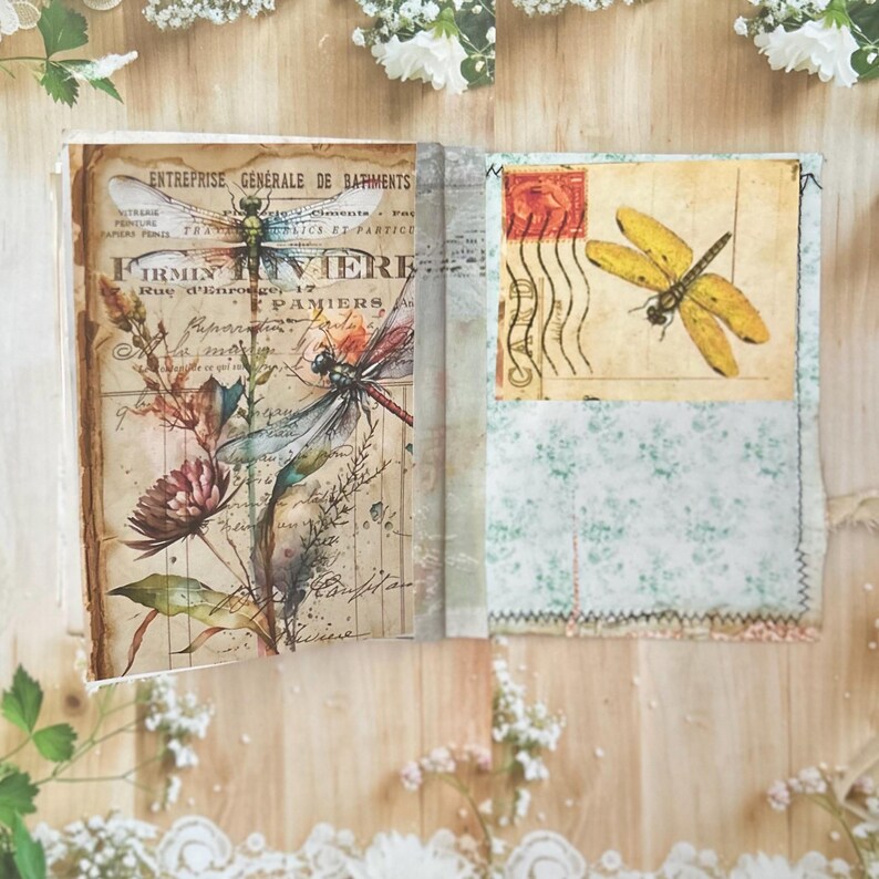 Dragonfly Writing Journal: Coffee Dyed Paper, Handmade Ephemera imagem 16