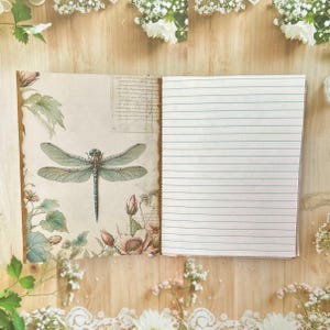 Dragonfly Writing Journal: Coffee Dyed Paper, Handmade Ephemera imagem 10