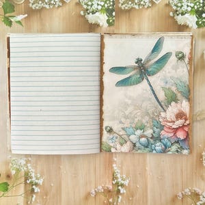 Dragonfly Writing Journal: Coffee Dyed Paper, Handmade Ephemera imagem 13
