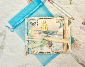 Mystical Mermaid Junk Journal, Staggered Eco-Friendly Paper Fragments (4"x5")