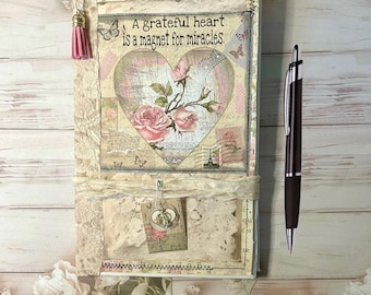 Gratitude coffee dyed writing journal or  naked junk journal, eco friendly, choose your size