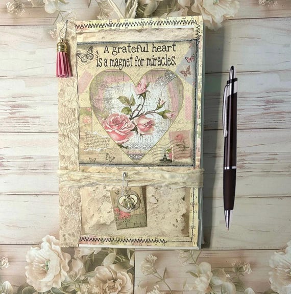 Gratitude coffee dyed writing journal or  naked junk journal, eco friendly, choose your size