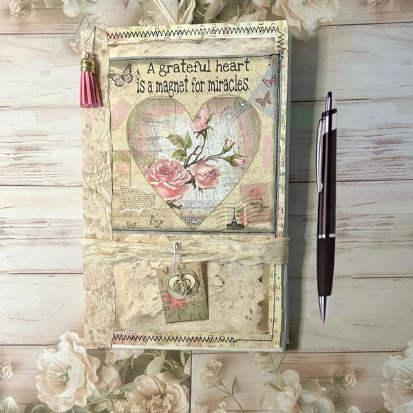 Gratitude coffee dyed writing journal or  naked junk journal, eco friendly, choose your size