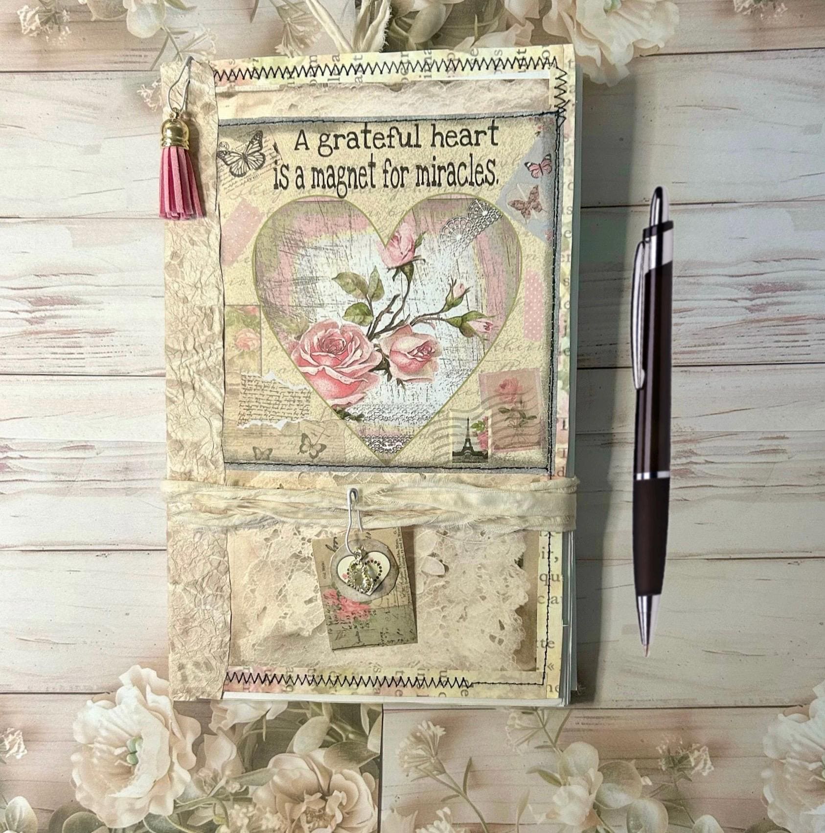 Gratitude coffee dyed writing journal or naked junk journal, eco friendly, choose your size