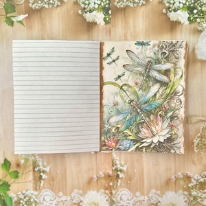 Dragonfly Writing Journal: Coffee Dyed Paper, Handmade Ephemera imagem 6
