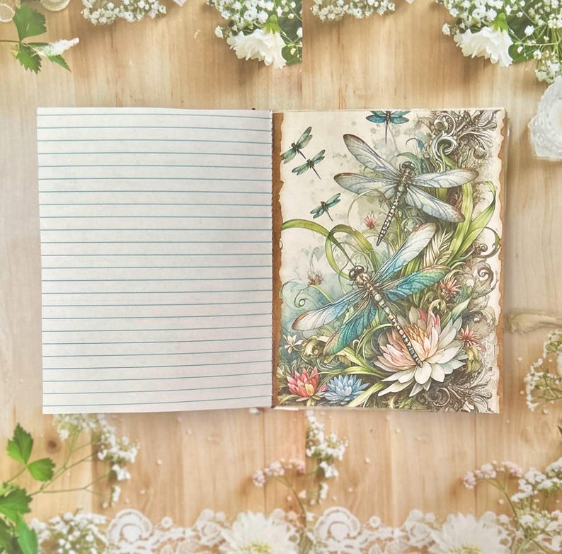 Dragonfly Writing Journal: Coffee Dyed Paper, Handmade Ephemera imagem 6