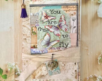 Butterfly Junk Journal: Coffee Dyed Paper, Handmade Ephemera