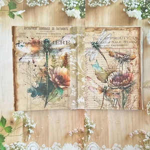 Dragonfly Writing Journal: Coffee Dyed Paper, Handmade Ephemera imagem 12
