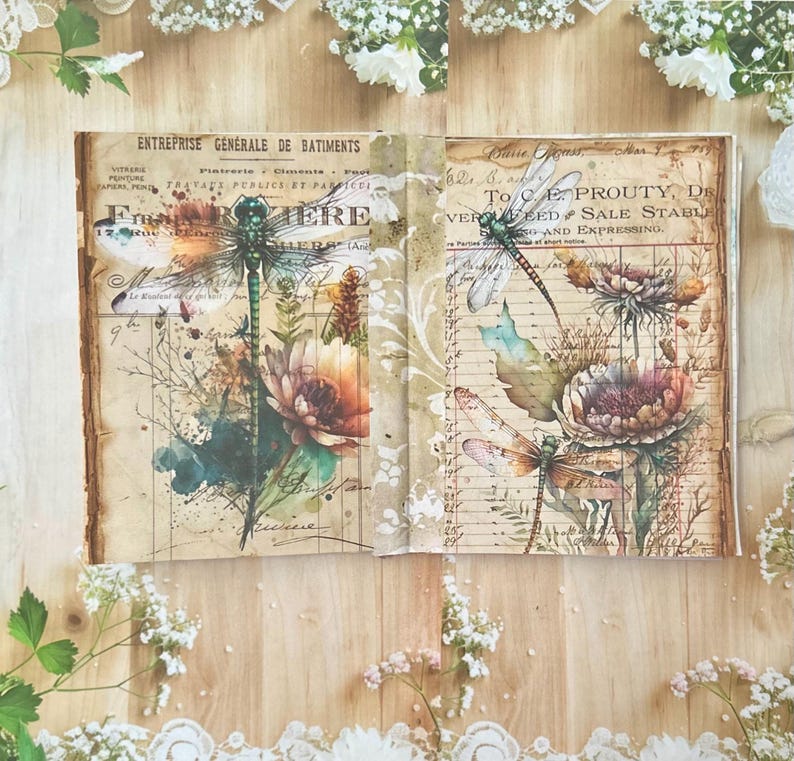 Dragonfly Writing Journal: Coffee Dyed Paper, Handmade Ephemera imagem 12