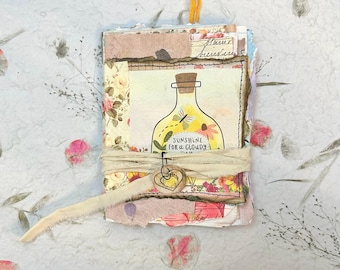 Mini Junk Journal, Staggered Mixed Media Album, Eco-Friendly Paper Fragments