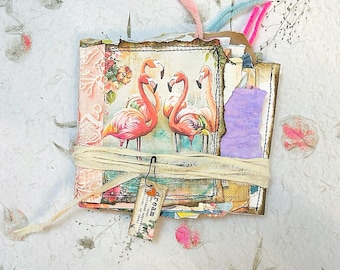 Tropical vibes Junk Journal, Staggered Mini Album, Mixed Media Journal