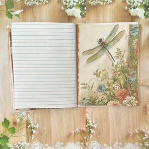Dragonfly Writing Journal: Coffee Dyed Paper, Handmade Ephemera imagem 15
