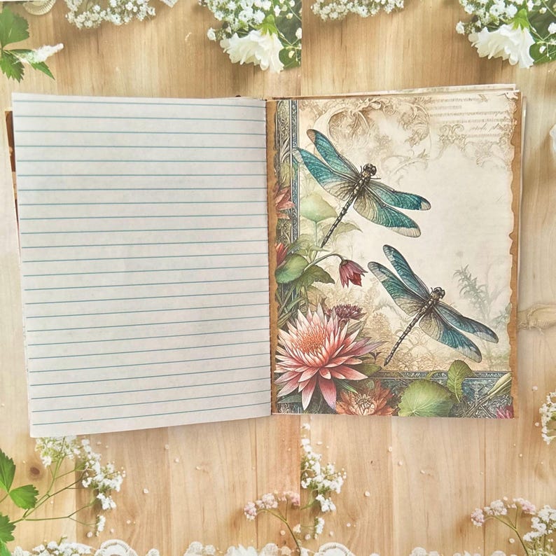 Dragonfly Writing Journal: Coffee Dyed Paper, Handmade Ephemera imagem 5