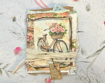 Mini Junk Journal, Staggered Mixed Media Album, Eco-Friendly Paper Fragments