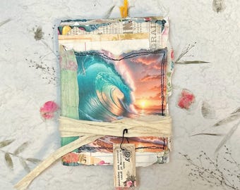 Staggered Junk Journal, Mixed Media Mini Album, Eco-Friendly Paper Fragments