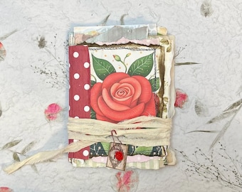 Staggered Junk Journal, Mixed Media Mini Album, Eco-Friendly Paper Fragments