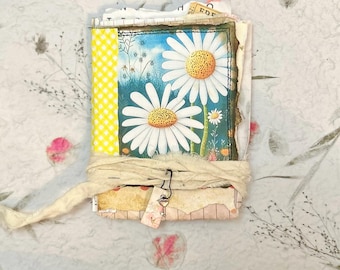 Mini Junk Journal, Staggered Mixed Media Album, Eco-Friendly Paper Fragments