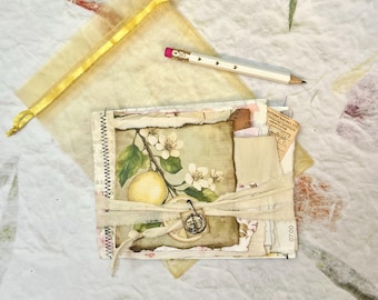 Lemon Fragments Junk Journal, Staggered Mini Scrapbook, Eco-Friendly Paper Craft (4"x5")