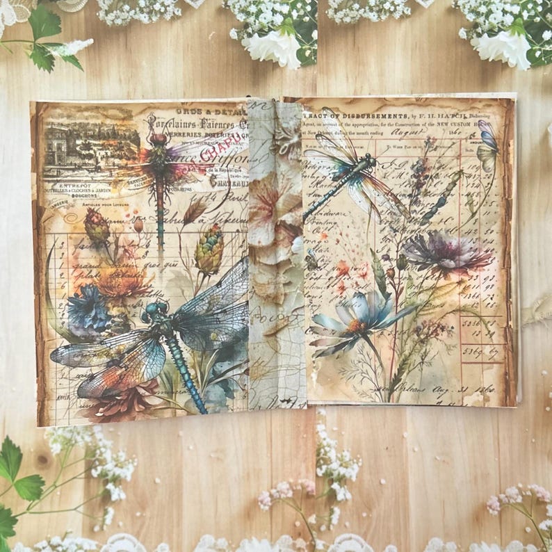 Dragonfly Writing Journal: Coffee Dyed Paper, Handmade Ephemera imagem 7