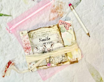 Inspirational Staggered Junk Journal, Eco-Friendly Paper Fragments, Mini journal