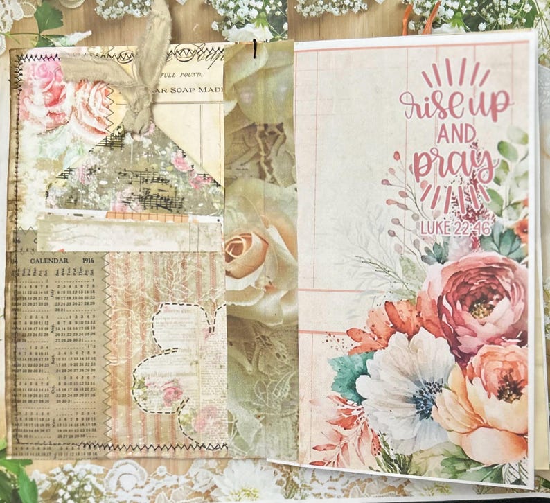 Prayer, faith coffee dyed writing journal or naked junk journal, eco friendly image 3