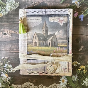 Rustic Church Junk Journal: Coffee Dyed Paper, Handmade Ephemera