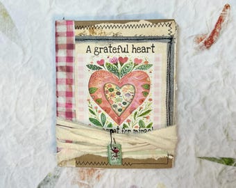 Shabby inspirational gratitude journal, junk journal, hand torn paper, eco friendly