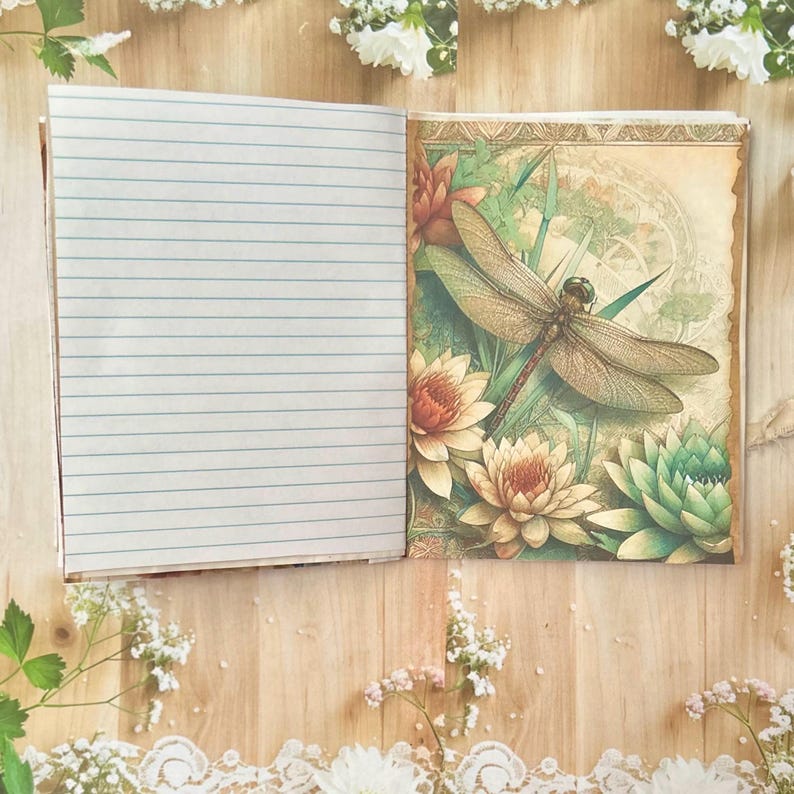 Dragonfly Writing Journal: Coffee Dyed Paper, Handmade Ephemera imagem 9