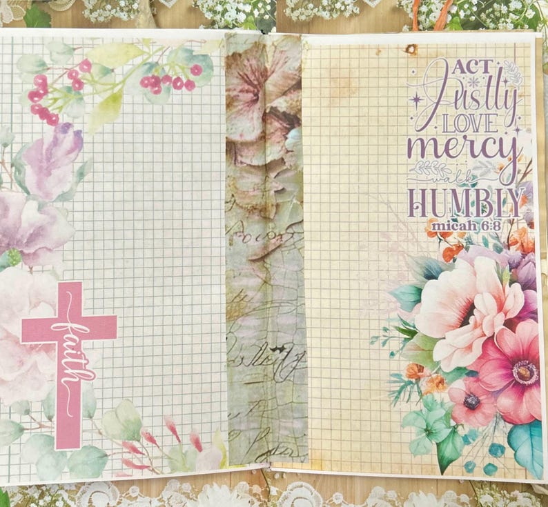 Prayer, faith coffee dyed writing journal or naked junk journal, eco friendly image 7