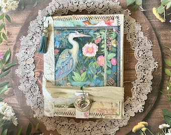 Japanese Garden writing Journal: Coffee Dyed Paper, Handmade Ephemera