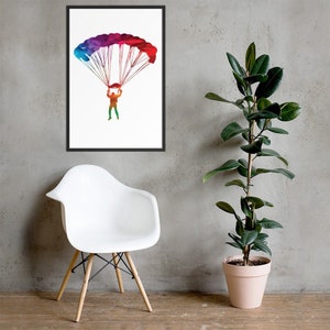 Colorful Parachuter - Framed poster, Gift