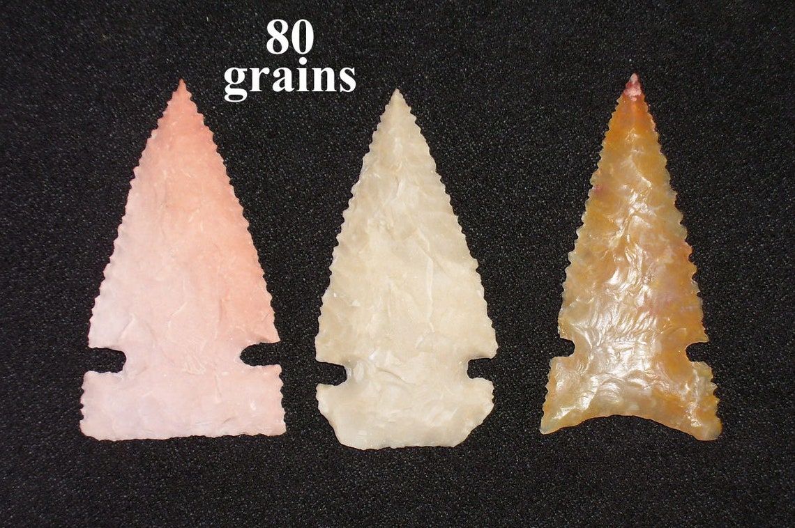 3 Flint Arrowheads for Hunting 80 Grains Etsy